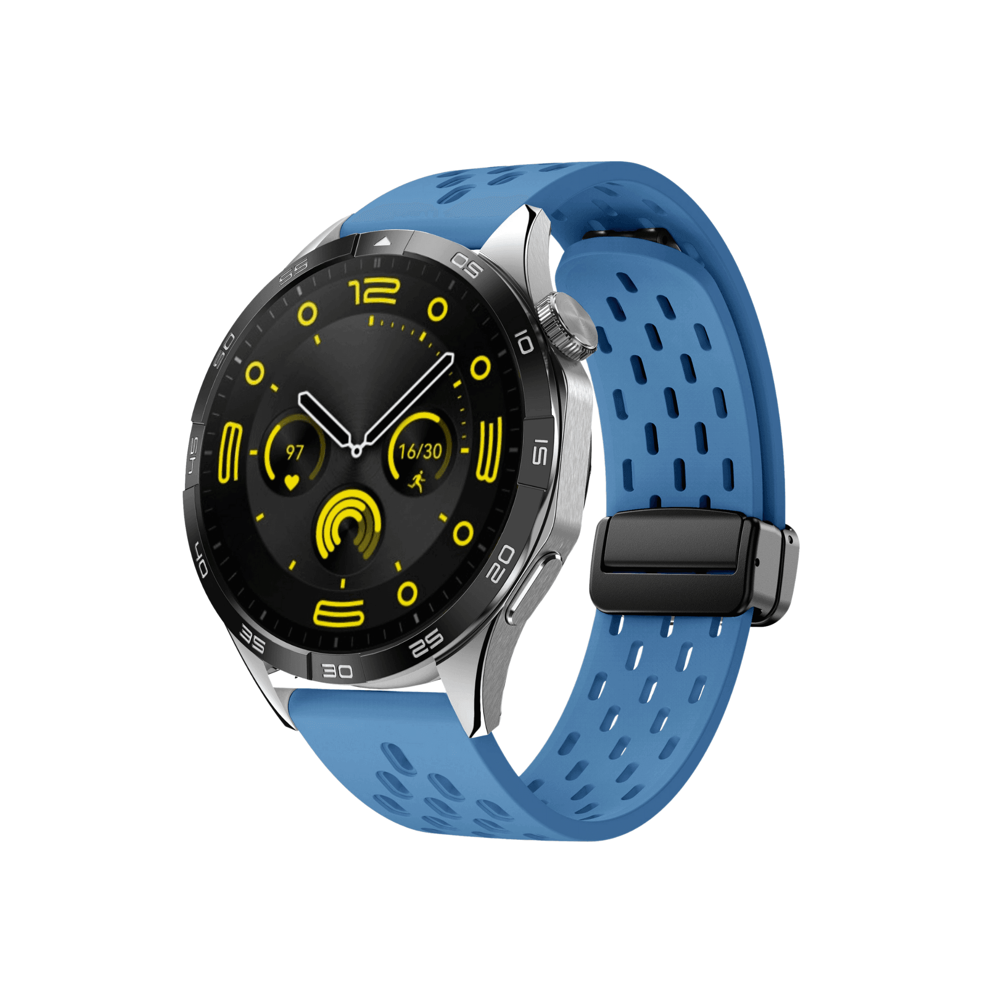 Smartwatch mit Active Plus Armband in Blau – sportliches Silikonarmband mit frischem Look und Belüftungsdesign